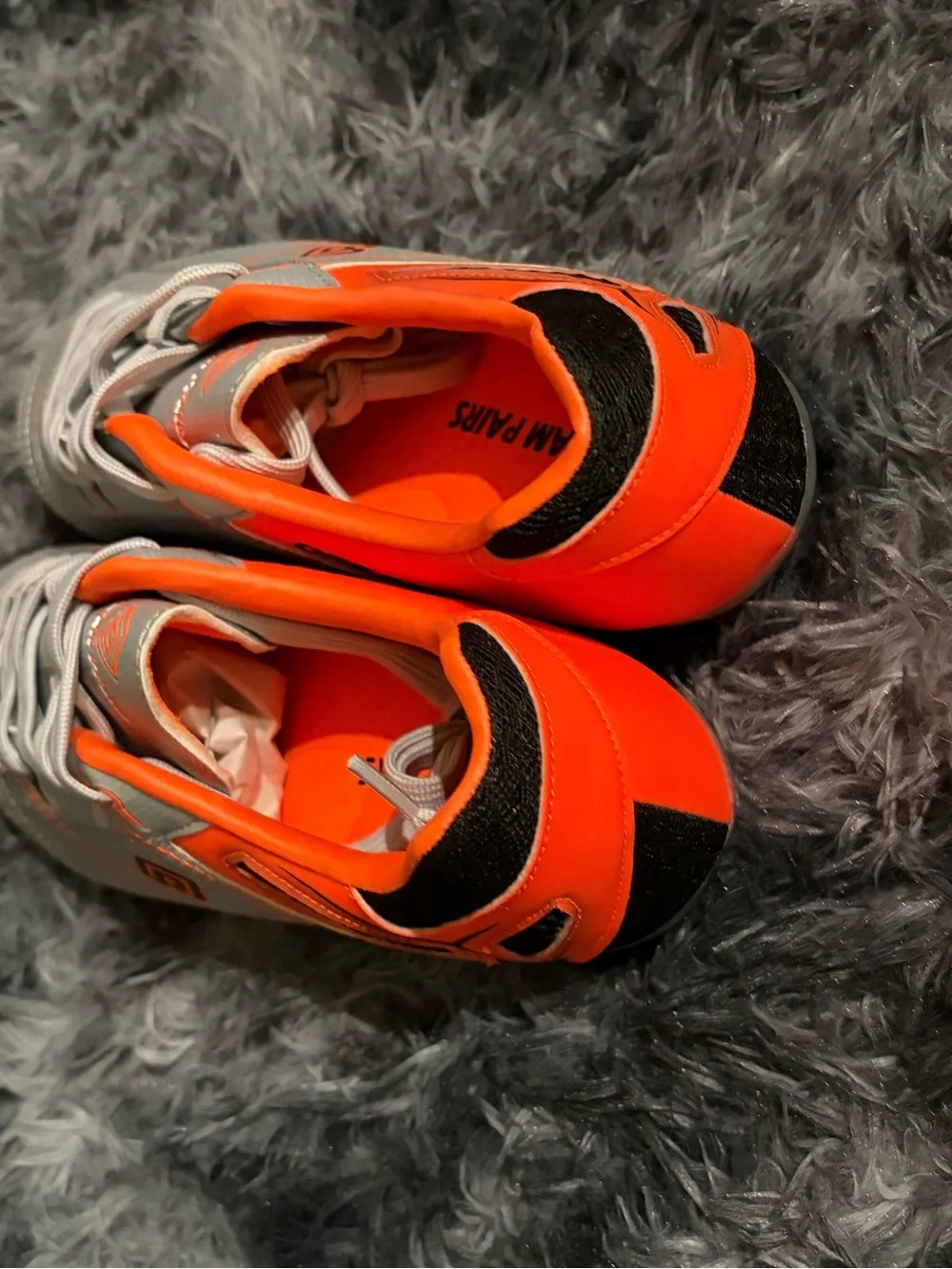 Youth Silver and Orange Soccer Shoes - Lightweight Performance